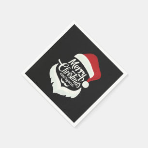 "Merry Christmas Everyone - Santa Hat & Beard Napkin