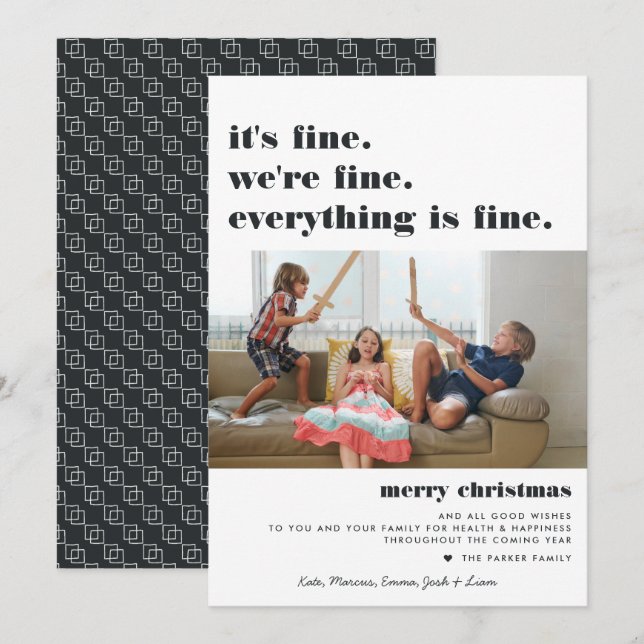 Merry Christmas | Everything is Fine Funny Holiday Card (Front/Back)