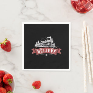 Merry Christmas Express North Pole Xmas Santa Napkin