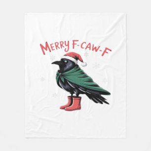 Merry Christmas F-Caw-F Classic Vintage Style Fleece Blanket