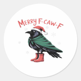 Merry Christmas F-Caw-F Classic Vintage Style Round Sticker