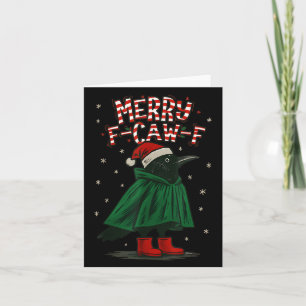 Merry Christmas F-caw-f Crow Santa Black Bird Xmas Card