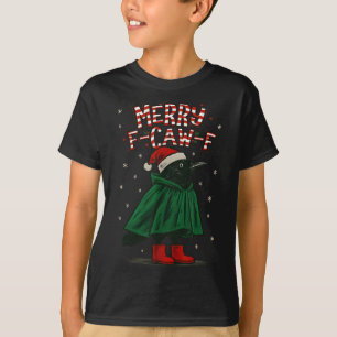 Merry Christmas F-caw-f Crow Santa Black Bird Xmas T-Shirt