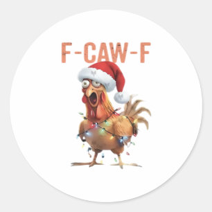 Merry Christmas F Caw F Retro Cool Design Classic Round Sticker