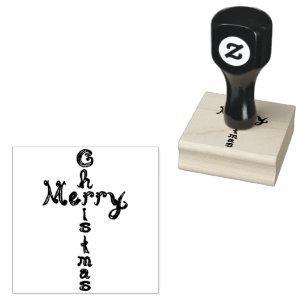 Merry Christmas Fabric Font Cross Wood Art Stamp