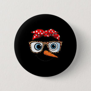 Merry Christmas Face Snowman Christmas Leopard Pri 6 Cm Round Badge