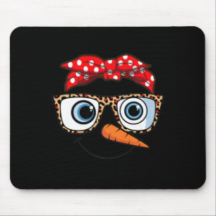 Merry Christmas Face Snowman Christmas Leopard Pri Mouse Pad
