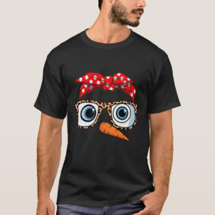 Merry Christmas Face Snowman Christmas Leopard Pri T-Shirt