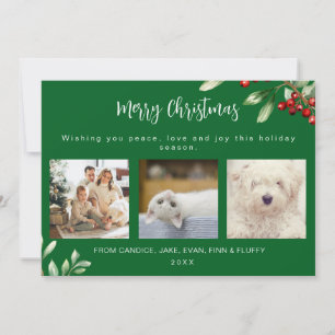 Merry Christmas Family 3 Photo Holiday Card