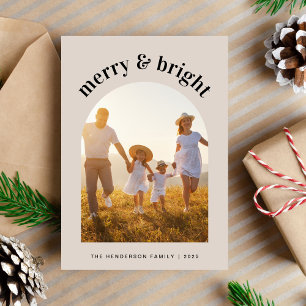 Merry Christmas Family Arched Photo Frame Holiday Card