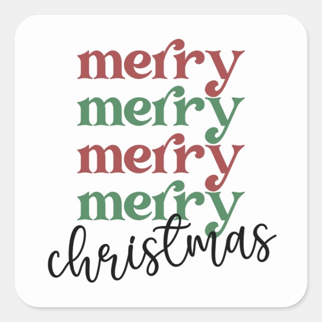 Merry Christmas Family Christmas Celebration Gifts Square Sticker (Front)