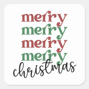 Merry Christmas Family Christmas Celebration Gifts Square Sticker
