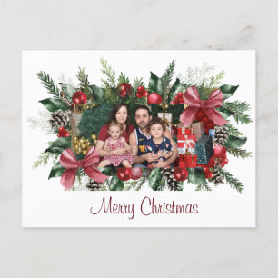 Merry Christmas Family Christmas Santa Photo Announcement Postcard