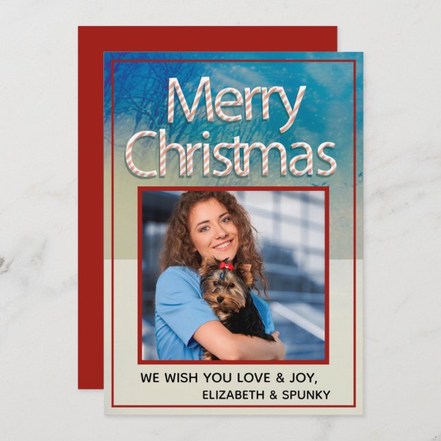 Merry Christmas Family Fun Photo Personalise Holiday Card (Front/Back)