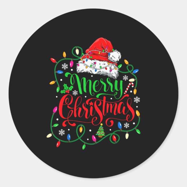 Merry Christmas Family Funny Christmas Women Men X Classic Round Sticker (Front)