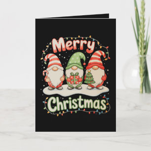 Merry Christmas Family Gnome Xmas Lights Holiday Card