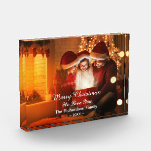 Merry Christmas Family Love Custom Photo Block