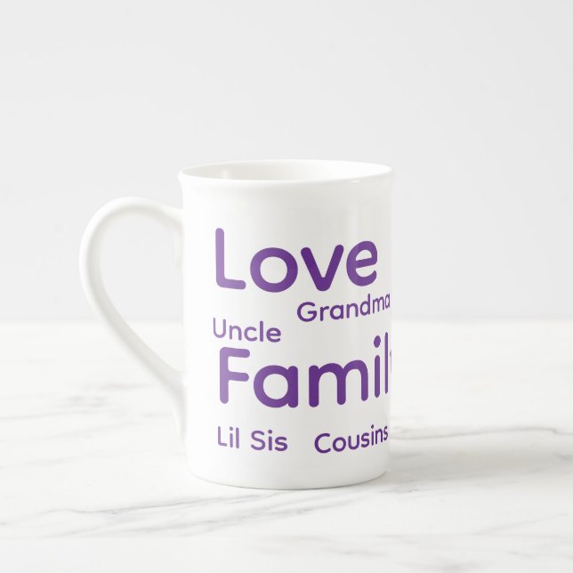 Merry Christmas Family Love Friends Bone China Mug (Left)