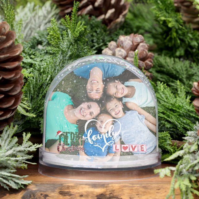 Merry Christmas Family Love Typography 2 photo Snowglobe (Winter)