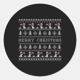 Merry Christmas Family Matching Bulldog Merry Chri Classic Round Sticker