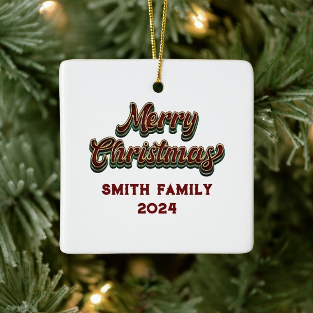 Merry Christmas - Family Matching Ceramic Ornament (Tree)
