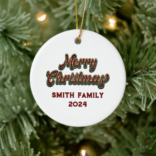 Merry Christmas - Family Matching Ceramic Ornament (Tree)