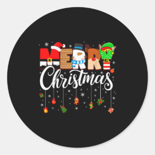 Merry Christmas Family Matching Pajamas Xmas Men W Classic Round Sticker