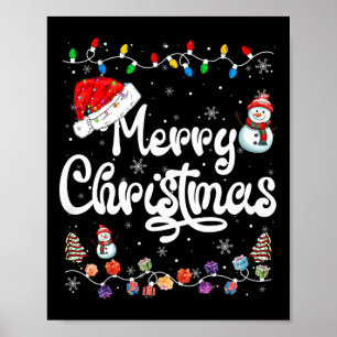 Merry Christmas Family Matching Xmas Santa Hat Xma Poster