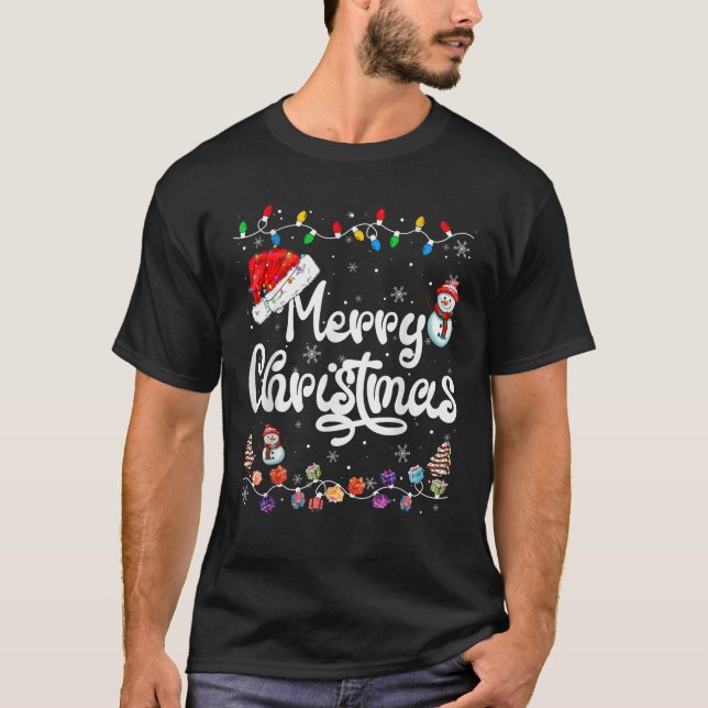Merry Christmas Family Matching Xmas Santa Hat Xma T-Shirt (Front)