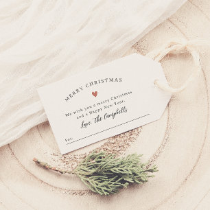 Merry Christmas Family Message & Boho Heart Gift Tags