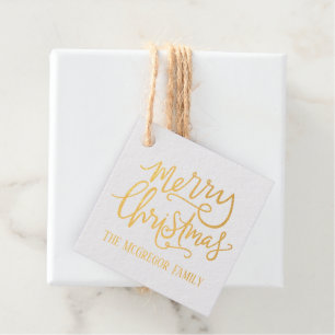 Merry Christmas Family Name Favour Tags