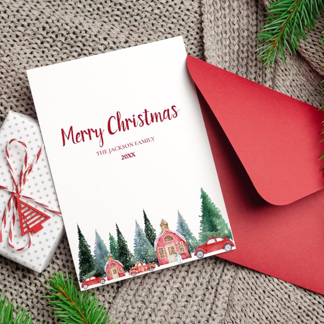 Merry Christmas Family Name Folded Holiday Card  (Creator Uploaded)