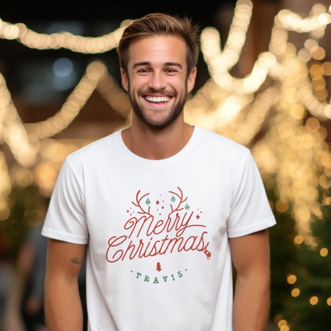 Merry Christmas Family Name Reindeer Holiday T-Shirt (Merry Christmas Family Name Reindeer Holiday T-Shirt)