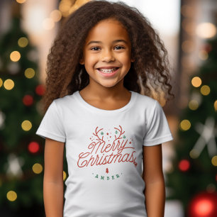 Merry Christmas Family Name Reindeer Holiday T-Shirt