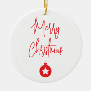 Merry Christmas Family New Year Message Ceramic Ornament