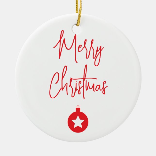 Merry Christmas Family New Year Message Ceramic Ornament (Front)