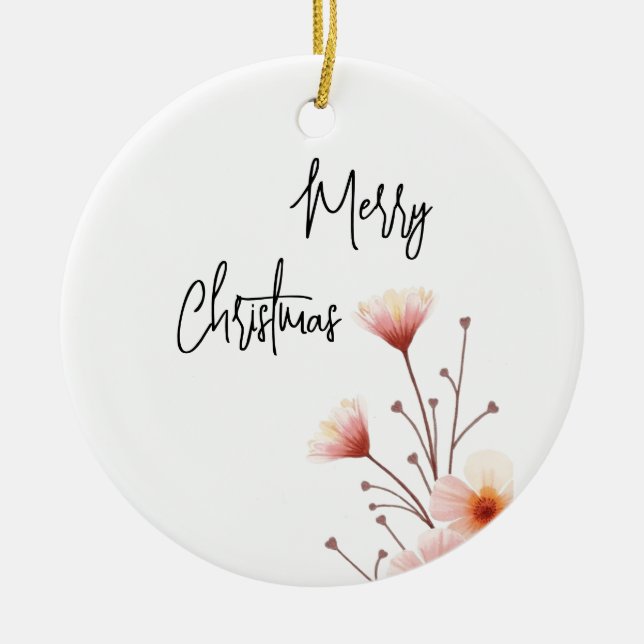 Merry Christmas Family New Year Message Ceramic Ornament (Front)