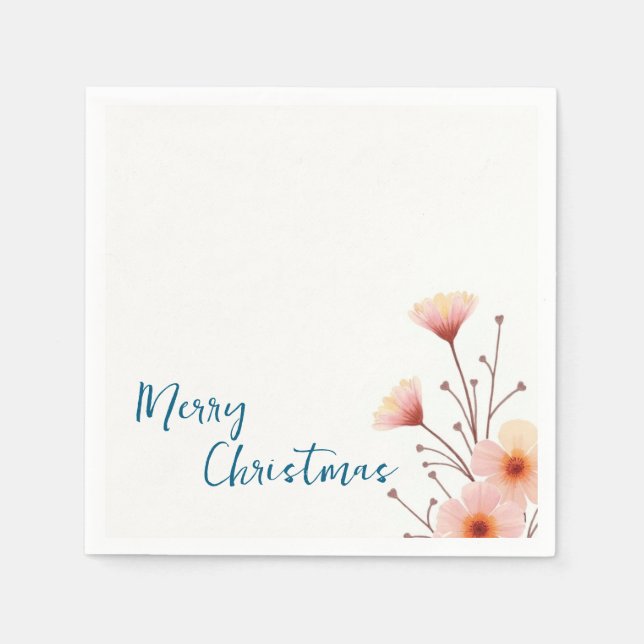 Merry Christmas Family New Year Message Napkin (Front)