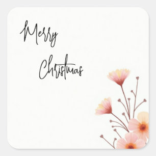Merry Christmas Family New Year Message Square Sticker