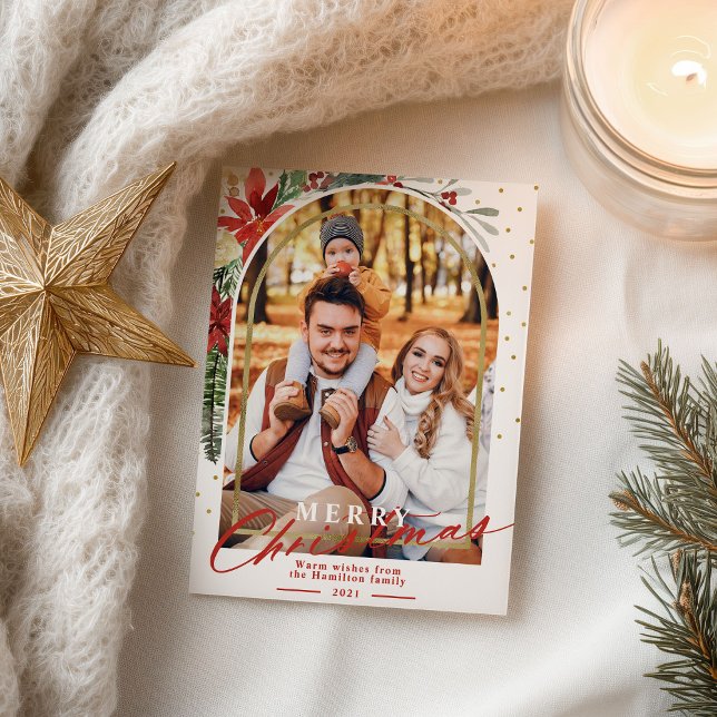 Merry Christmas Family Photo Arch Christmas Card (Creator Uploaded)