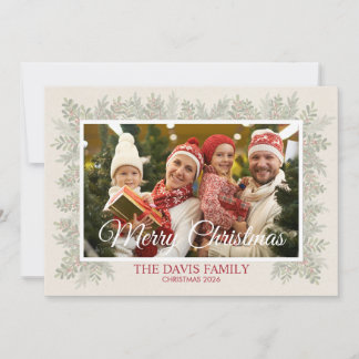 Merry Christmas Family Photo Card  (Customizable)