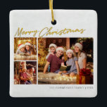 Merry Christmas Family Photo Collage Ceramic Ornament<br><div class="desc">Merry Christmas family multi photo with a message you can easily customise by clicking the "Personalise" button</div>