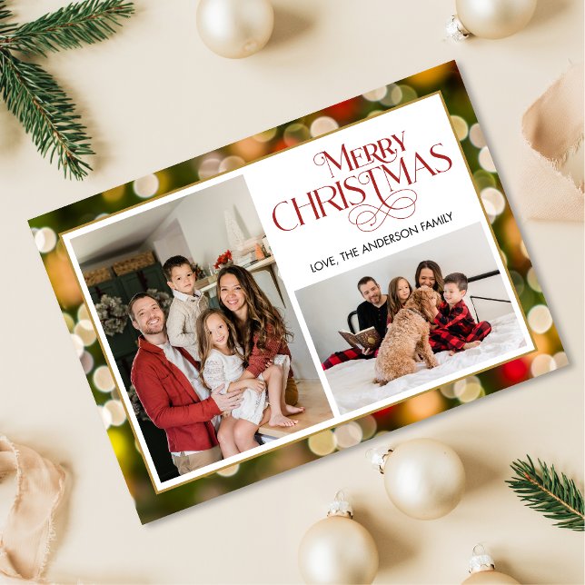 Merry Christmas Family Photo Collage Holiday Card (Creator Uploaded)