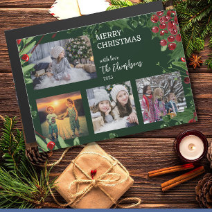 Merry Christmas family photo collage magnetic card