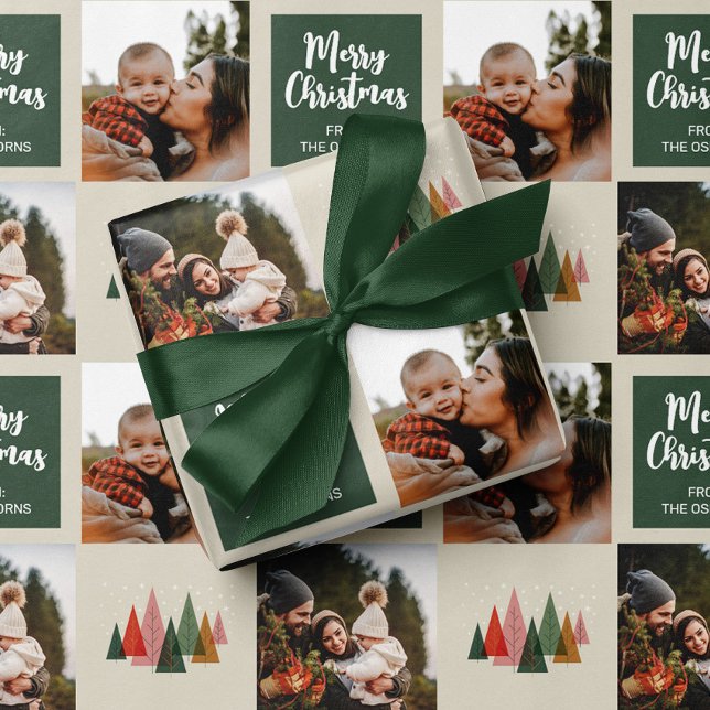 Merry Christmas Family Photo Collage Wrapping Paper Sheet (Creator Uploaded)