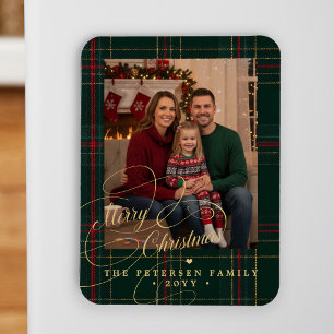 Merry Christmas family photo elegant holiday Magnet