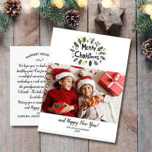Merry Christmas Family Photo Festive Botanicals Postcard