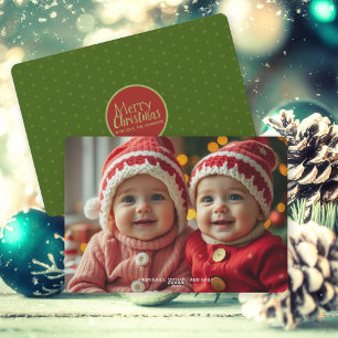 Merry Christmas Family Photo Flat Holiday Card