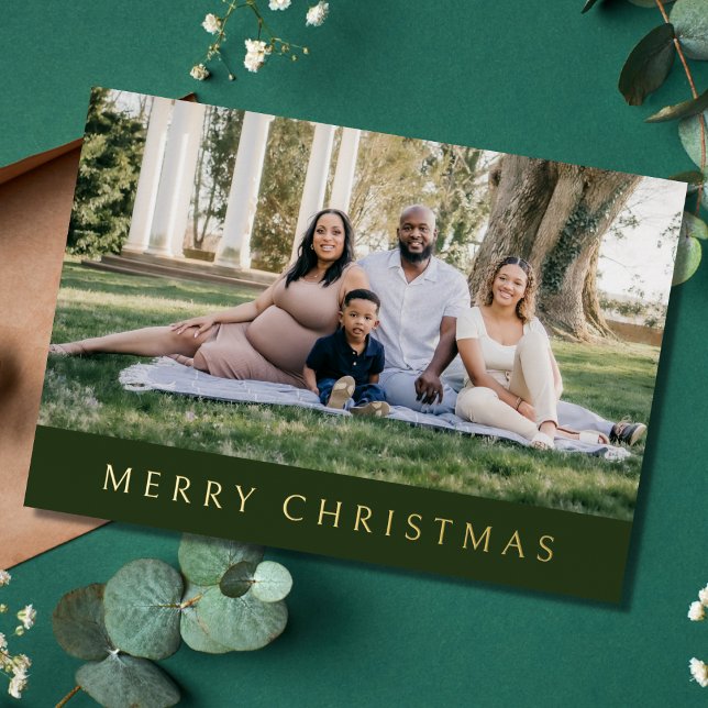 Merry Christmas Family Photo Foil Holiday Card (Creator Uploaded)