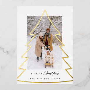 Merry Christmas, Family Photo Foil Holiday Card
